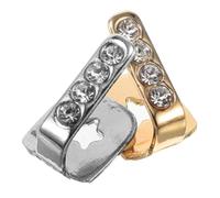 VERDANVERSE 2 Pezzi Quattro in Oro con Diamanti finte per Costume Griglie per la Bocca da Uomo griglia per i Cappucci dei False graffe Falsi Rame