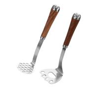 VERDANVERSE 2 pezzi Schiacciapatate Manuale in Acciaio con Manico in Legno Design Ergonomico Antiruggine per Purè di e Frutta Facile da e Usare Regalo per Amanti della Cucina