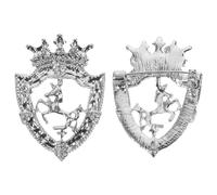 VERDANVERSE 2 Pezzi Spilla Corona Vintage da Uomo Spilla Scudo con Cavallo in Metallo Resistente all'Ossidazione Unisex per Abiti Giacche e Cappelli Elegante Accessorio Retrò con Pietre