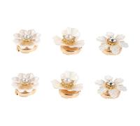 VERDANVERSE 3 Paia Gemelli da Polso Donna Perla e Strass, Copribottoni a Forma di Fiore per Camicia Elegante, Accessori Moda per Abbigliamento Formale e Cerimonie