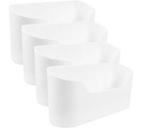 VERDANVERSE 4 Pezzi Organizer Frigorifero con Mensole Laterali in Plastica Bianca Contenitori Salvaspazio per Frutta e Verdura Ripiani per Porta Frigorifero Facili da Montare con Ventose