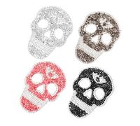VERDANVERSE 4 Pezzi Skull Skull Toppa Con Strass Teschio Patch Del Cranio Applique Di Halloween Patch Di Decorazione Della Borsa Toppe Termoadesive Per Vestiti Toppa Per Vestiti Plastica