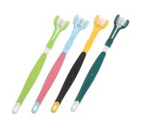 VERDANVERSE 4 Pezzi Spazzolino Tre Lati per Cani e Gatti con Setole Morbide per Pulizia Dentale Delicata di Animali Giovani e di Taglia Media Spazzolino Orale per Cura Dentale e Freschezza