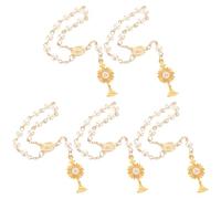 VERDANVERSE 5 Pezzi Braccialetto Religioso da Battesimo con Perle Finte Lucide Braccialetti Charm Eleganti per Donne Catena da Polso per Preghiera e Decorazioni per Feste Cristiane