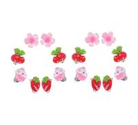 VERDANVERSE 8paia Orecchini Clip senza Piercing per Ragazze e Bambine di Design Forma di Fragola Ciliegia Fiore Gelato Materiale Resistente e Brillante Stile Casuale