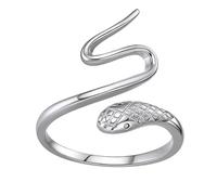 VERDANVERSE Anello Regolabile Donna a Forma di Serpente in Argento Anello Hip-Hop Creativo per Feste e Ballo Gioiello Delicato e Aperto Design Raffinato