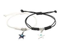 VERDANVERSE Braccialetti Anti-Malocchio Regolabili da Donna Cordino Nero e Bianco Set di Coppia Pendente a Stella Blu Gioielli di Amicizia Resistenti allo Sbiadimento per Uso Quotidiano