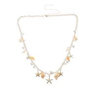 VERDANVERSE catena in vita a conchiglia gioielli in vita con stelle marine catena in vita con stella marina catena decorativa per la pancia catena del ventre di perle finte Lega di zinco D'oro