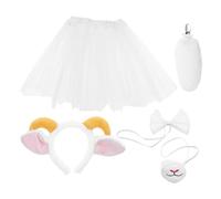 VERDANVERSE Cerchietto Orecchie Pecorella e Costume con Fiocchetto e Coda per Feste e Cosplay Fascia Capelli Morbida per Ragazze