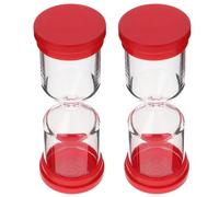 VERDANVERSE Clessidra Multifunzione Fai da Te Ricaricabile da Tavolo, Timer a Clessidra Vuota e Riempibile, Decorazione Compatta per Casa, Ufficio e Scuola, Set 2 Pezzi Coperchi Rossi