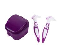 VERDANVERSE Completo Protesi Dentaria con Contenitore e Spazzola Doppia per Pulizia Dentiera Porta Apparecchio e Scatola Porta Denti Falsi Portatile Scuro