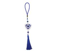 VERDANVERSE Decorazione Per Specchietto Retrovisore Con Pendaglio Cuore e Occhio Blu Amuleto Protettivo Con Frange Per Auto Borsa o Porta Charm Portafortuna Unico e Distintivo