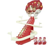 VERDANVERSE Giocattolo Babbo Natale che Si Arrampica su Scala Elettrica con Luci e Musica, in Plastica Rossa, Alimentato da 3 Batterie Aa, per Feste di Compleanno e Vacanze
