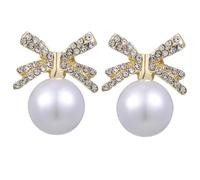 VERDANVERSE Orecchini Fiocco Di Perle Pendenti Pietre Scintillanti in Lega Design Raffinato Per Donna Leggeri e Facili Da Abbinare