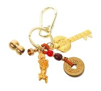 VERDANVERSE Portachiavi Forma Di Piyao Dorato e Cinque Ciondolo Portachiavi Per Chiave Auto Borsa Zaino e Decorazione