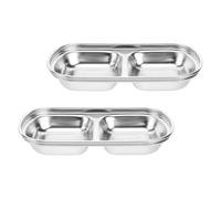 VERDANVERSE Set 2 Piatti di Condimento in Acciaio Inossidabile 304, Piatti per Salse e Antipasti Compatti, Contenitori per Condimenti per Cucina e Servizio