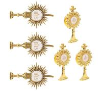 VERDANVERSE Set 6 Spille da Bavero a Croce Cattolica in Lega di Zinco, Accessori Religiosi per Comunione e Feste Sacre, Gioielli da Uomo e Donna per Decorazioni e Regali Comunione