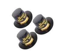 VERDANVERSE Set di 3 Cappelli di Carta Happy New Year Giallo Nero Oro, Design Elegante e Portatile per Feste di Capodanno 2026, Accessori Versatili per Celebrazioni