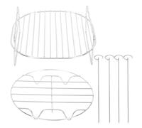 VERDANVERSE Supporto per Griglia in Acciaio Inossidabile Spesso e Resistente, Set da 2 Pezzi Doppio Ripiano per Barbecue e Cottura a Vapore in Cucina