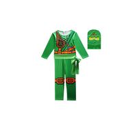 (Verde, 140 cm) Set di guanti e cappelli per cosplay Ninjago Kai Jay per bambini, tuta per feste di Halloween