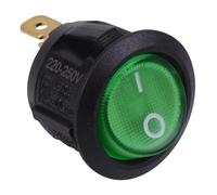 Verde 230V Illuminato 20mm Rotondo Rocker Interruttore Spst 10A R13-112B-02