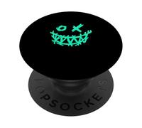 Verde acqua chiaro Aqua Grunge Face Big Grin Light Teal Aqua Grafica PopSockets PopGrip Adesivo