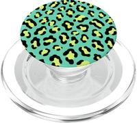 Verde acqua giallo ghepardo leopardo stampa carina estetica Girly Y2K PopSockets PopGrip per MagSafe