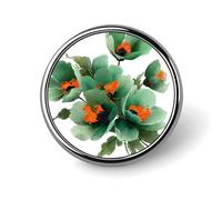 Verde Acquerello Astratto Anemone Fiori Arancione Rotonda Spilla per Uomo Donna Moda Distintivo Collare Pin Vestito Giacca Zaino Accessori