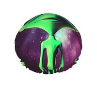 Verde Alien1 Cuffia da doccia per donne riutilizzabile a doppio strato cuffia da bagno tappi per capelli fascia elastica impermeabile da donna spa salone doccia cappelli per capelli
