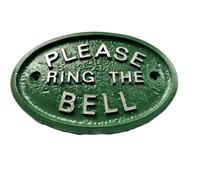 Verde Argento PLEASE RING THE BELL Casa Porta Placca Insegna Giardino - Nuovo