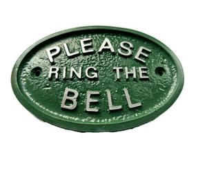 Verde Argento PLEASE RING THE BELL Casa Porta Placca Insegna Giardino - Nuovo