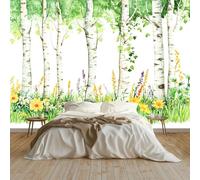 Verde Arte murale moderna carta da parati panoramica 200 x 140 cm Piante Alberi Fiori Semplicità Murali in tessuto non tessuto carta da parati fotografica da parete murale, per soggiorno camera