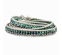 Verde Aurora Borealis & Grigio Perlina Cristallo Pelle Multi Avvolgibile