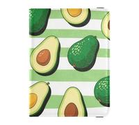 Verde Bianco A Righe Avocado Frutta In Pelle Impermeabile Porta Passaporto per Viaggio Documenti di Viaggio Organizer Protector Copertura Passaporto per gli uomini Leggero, Frutto di avocado a strisce