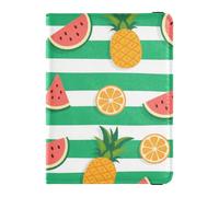 Verde Bianco A Righe Estate Frutta In Pelle Impermeabile Porta Passaporto per Viaggio Vaccino Caso Protector Cover Viaggio Passaporto Portafoglio per le donne Impermeabile, Frutta estiva a strisce