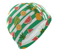 Verde Bianco A Strisce Estate Frutta balneazione per capelli corti calvi tappi impermeabili per il nuoto Protezione dei capelli e riduzione della resistenza gorras para nadar de mujer