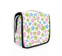 Verde Blush e fiori blu viaggio cosmetici borse per le donne con gancio appeso elegante cura della pelle borsa verticale autoportante