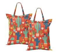 verde cactus rosso modello impermeabile lavanderia sacchetto di viaggio bagnato asciutto borse per costume da bagno vestiti sporchi borsa per viaggiare con maniglia 2 PCS