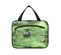 Verde Camouflage elicottero Hanging Men Toiletry Bag con gancio, Accessori di Design Borsa per il Trucco per le Donne WC estuches para maquillaje, Elicottero mimetico verde, L, casual