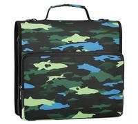Verde Camouflage Pattern 1.5 Pollici 3-Anelli Zip Raccoglitore Borsa con Tracolla & Maniglia Tasche Multipli Raccoglitore Portfolio per Scuola e Ufficio Gestor de Carpetas de Office