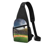 Verde Campo di Baseball Sfondo Casual Una Spalla Cross Body Borsa Del Petto Del Raccoglitore Del Telefono Sacchetto Del Telefono Degli Uomini Cross Body, Nero , Taglia unica