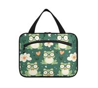 Verde Carino Rane Occhiali Primavera appeso kit da toeletta da viaggio con gancio, designer borse da toilette impermeabili per gli elementi essenziali per le donne viaggio bolsas para maquillaje M