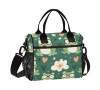 Verde Carino Rane Occhiali Primavera Robusta Borsa Pranzo con Tracolla Lunch Box per la Scuola Superiore per Picnic bulto para Lunch de Mujer