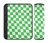 Verde chiaro e bianco a scacchi Plaid 2 pz seggiolino auto copertura pad Più Comfort di guida per la maggior parte delle auto Protector para cinturón de carro