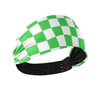 Verde chiaro e bianco a scacchi plaid traspirante donne fasce moda elastico per capelli per ciclismo atletica sport tennis diadema para mujer