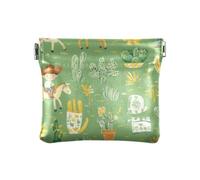 Verde Cow Boy Horse Cartoon Donna In Pelle Moneta Borsa Impermeabile Portamonete Portamonete Organizzatori di Soldi per le Signore, Verde Mucca Ragazzo Cavallo Cartone Animato, 1 formato, Stampa Art,