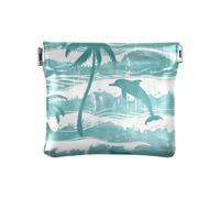 Verde Delfino Albero di Cocco Moda Piccolo Portamonete In Pelle Unico Mini Caso Cosmetico per Gli Uomini Donne Viaggi Mujer para monedas