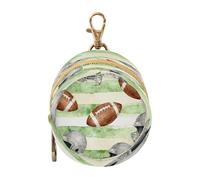Verde e Beige Rugby Helmet Neonati Ciuccio Porta Ciuccio con Cerniera e Clip Cambiare Borsa Portachiavi, Tutto Storage Pouch para guardar chupones