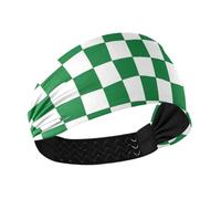 Verde e bianco a scacchi plaid no slip larghe fasce per le donne elastico fascia sudore per le donne per la corsa pallavolo uso quotidiano cinta para el cabello