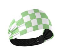 Verde e Bianco American Plaid no slip fascia sudore Elastico fasce sudate per Athletic Sport lavaggio viso Running cintas para el cabello